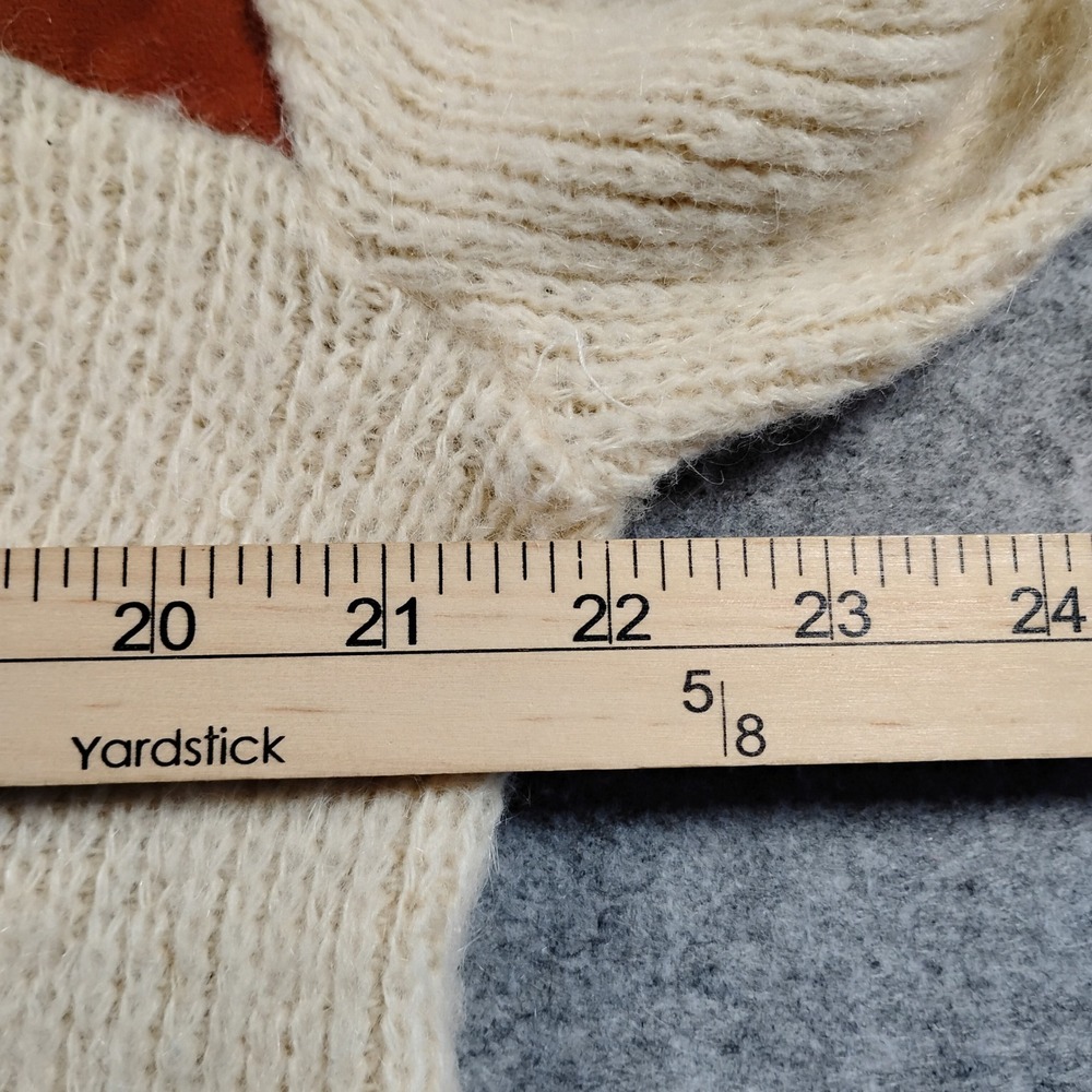 Vintage Western Cardigan Sweater Cream Rust Suede Yoke Elbow Patches L Mohair - Picture 10 of 14